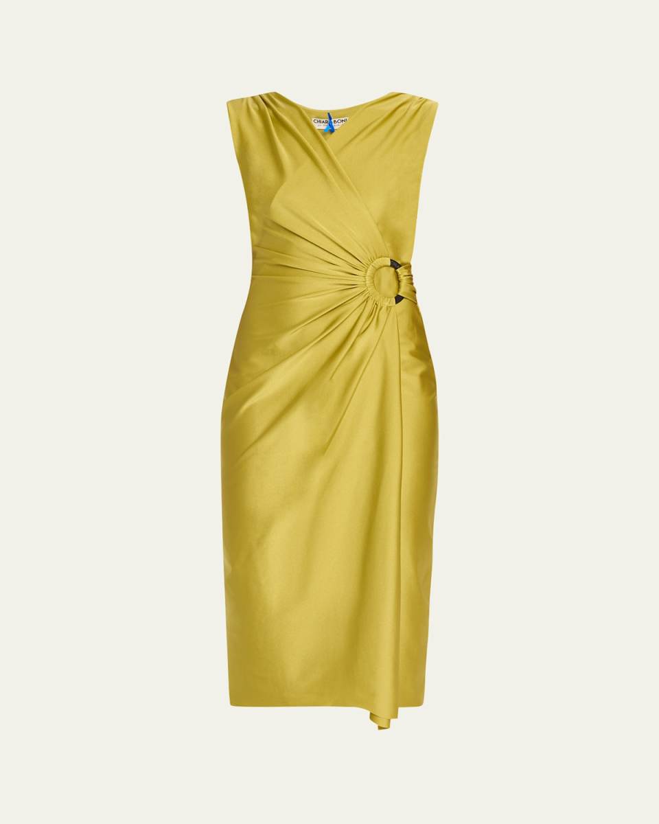 Adam Java Sleeveless Ruched Jersey Midi Dress